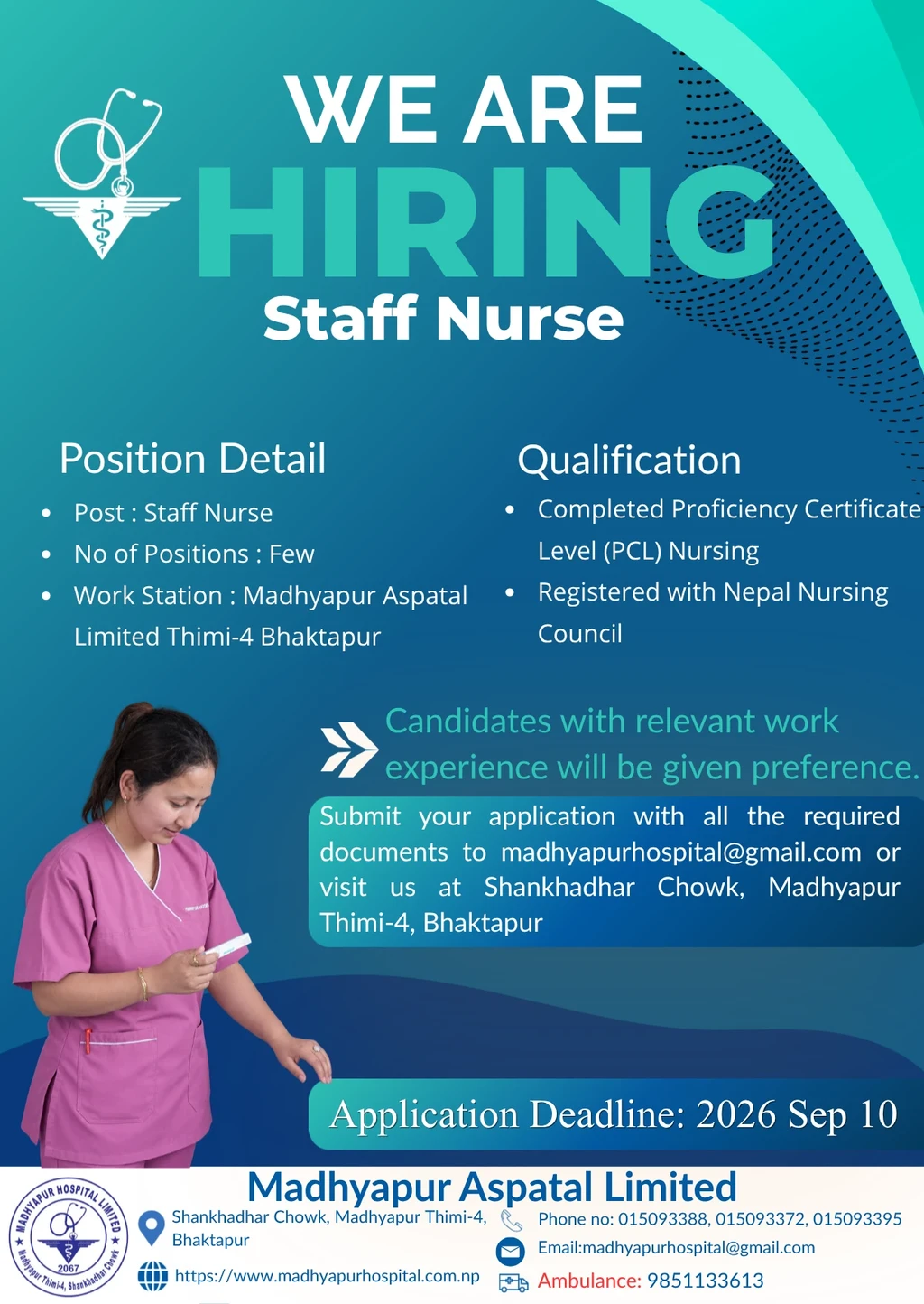 vacancy announcement madhyapur hospital